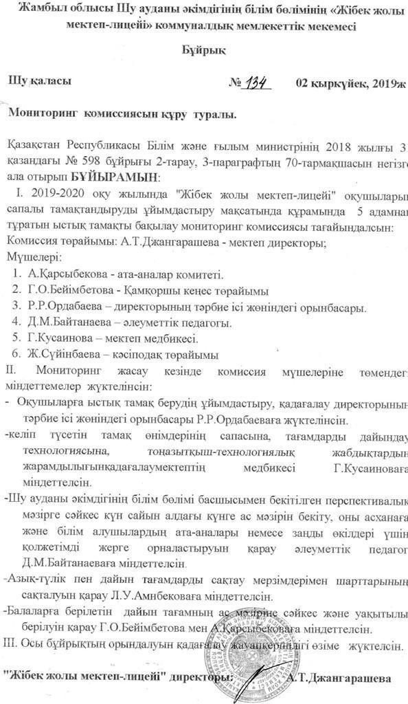 Ыстық тамақпен қамту туралы құжаттар