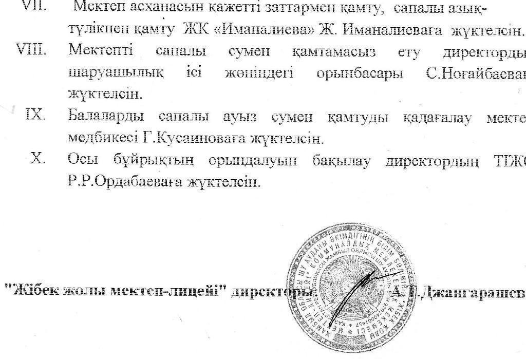 Ыстық тамақпен қамту туралы құжаттар