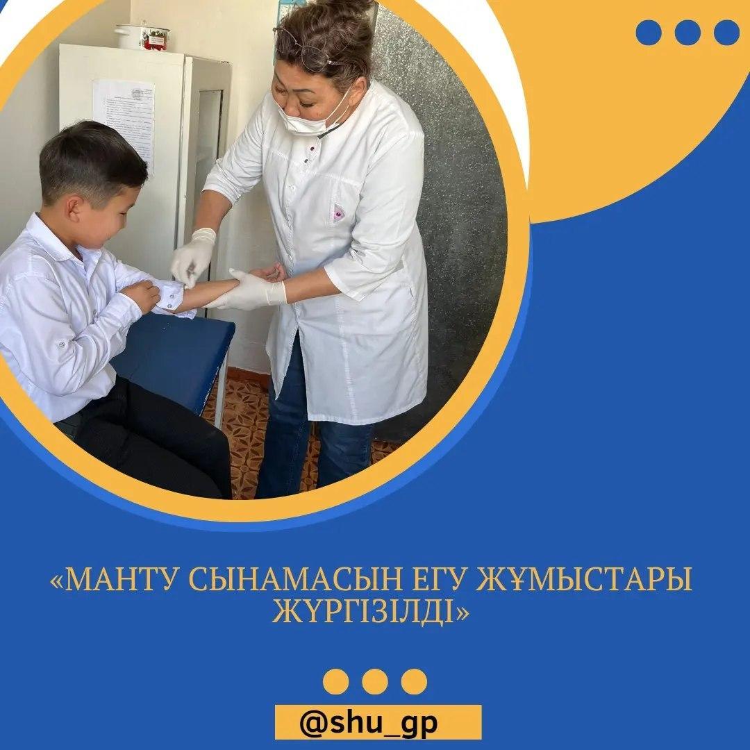 Бүгін Шу қаласы «Жібек Жолы мектеп-лицейі» оқушыларына Манту сынамасын егу жұмыстары жүргізілді.  Бұл екпе  балалар мен жасөспірімдерде туберкулез ауруын ерте анықтау үшін қажет. Сондықтан ата-аналар Манту салғызудан қашпауы және қорықпауы қажет.